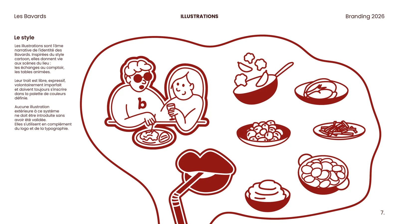 Les Bavards — Planche illustrations de la charte