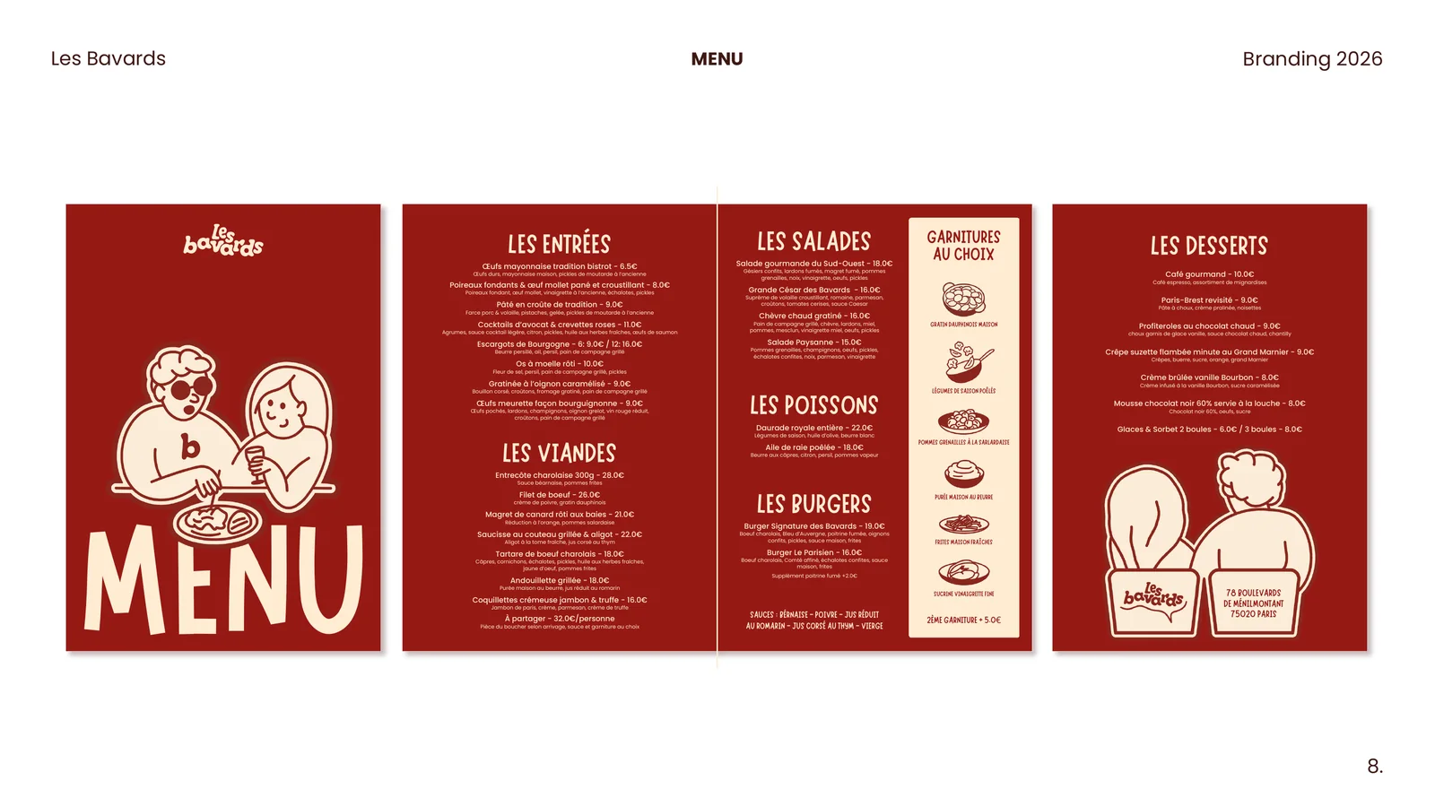 Les Bavards — Le menu