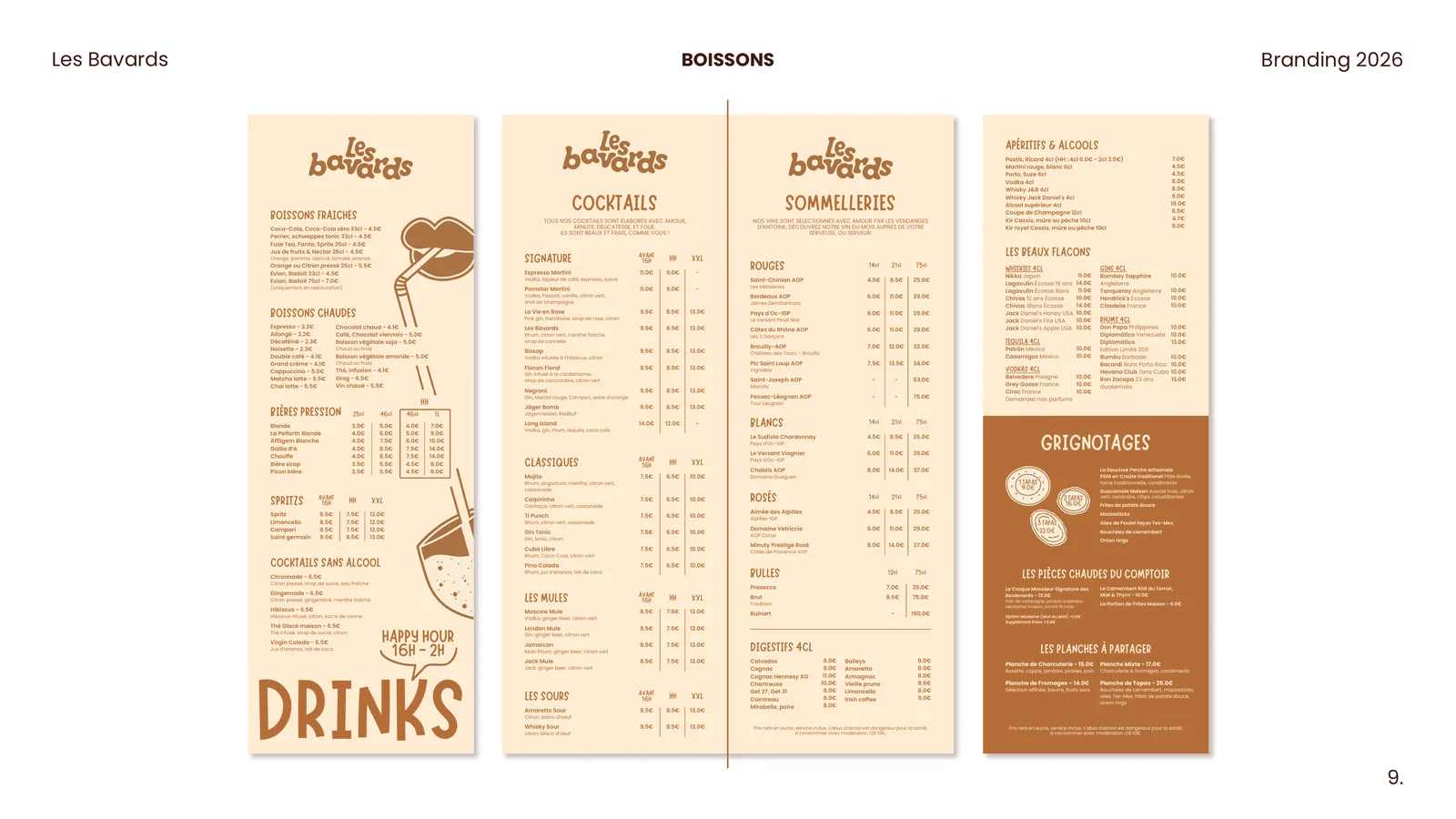 Les Bavards — La carte des boissons