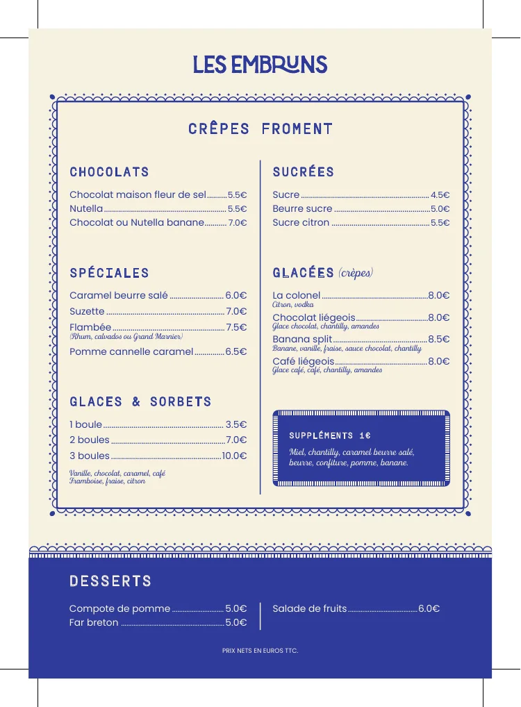 Les Embruns — Crêpes froment et desserts