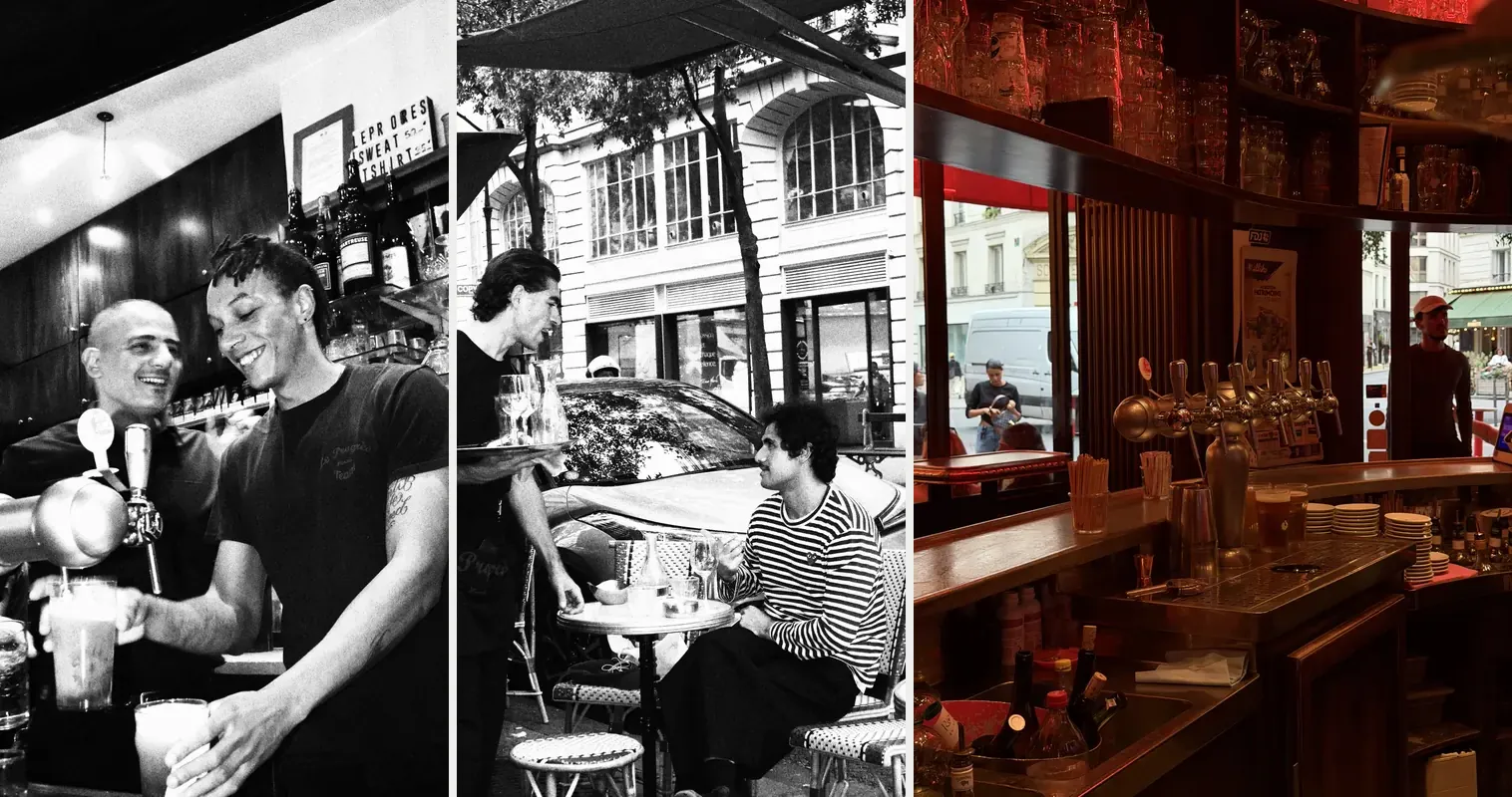 Barmen et service au Progrès, Haut-Marais — photos Saucisse Purée