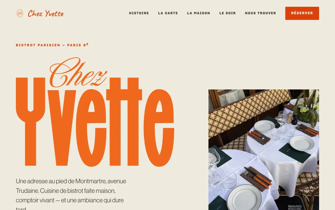 Site web Chez Yvette — bistrot parisien, avenue Trudaine Paris 9e
