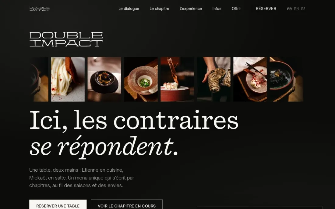 Site web Double Impact — restaurant gastronomique, Paris 9e