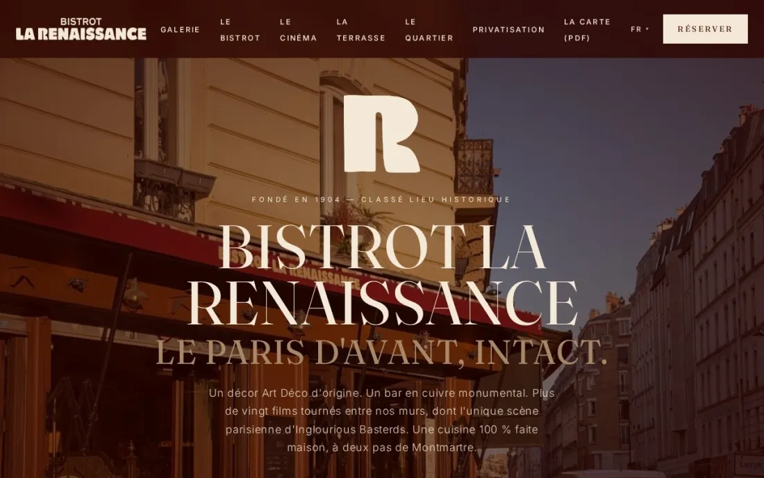 Site web Bistrot La Renaissance
