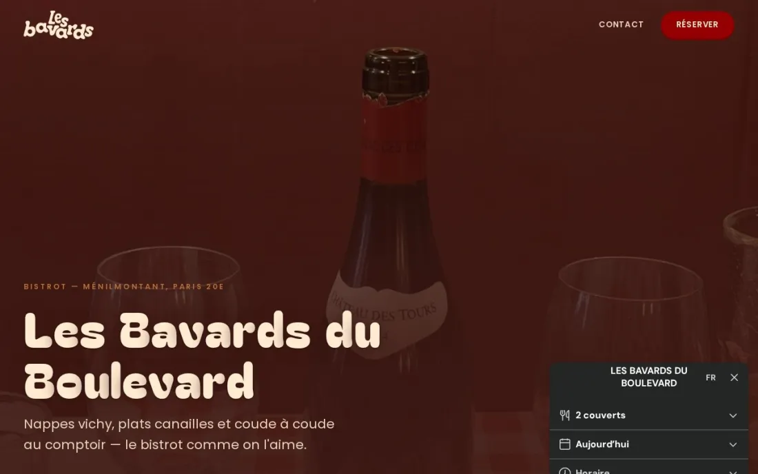 Site web Les Bavards du Boulevard — bistrot Paris 20e